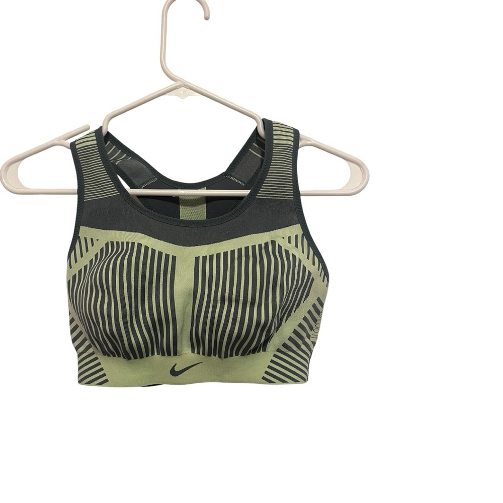 Nike Fenom Sports Bra Racerback Women Size Large Green Grey Compact Compression
